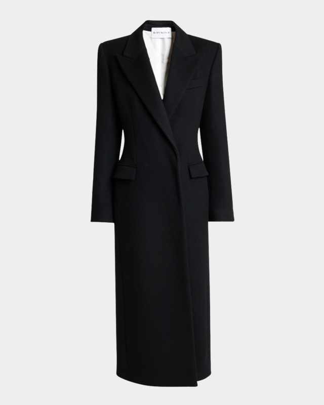 Wool Double-Breasted Cinched Coat
